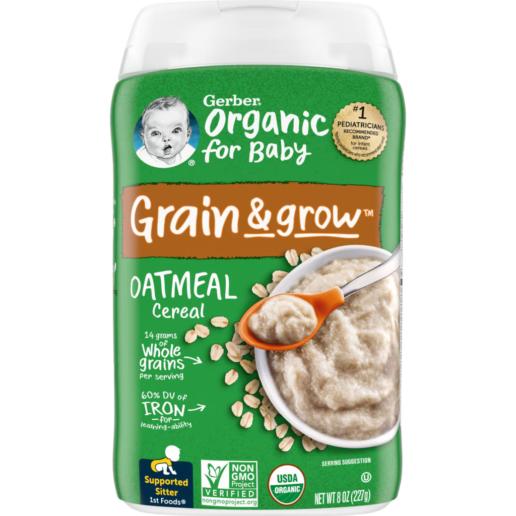 Gerber Organic For Baby Grain Grow 1st Foods Oatmeal Cereal 227g gerber-organic-for-baby-grain-grow-1st-foods-oatmeal-cereal-227g