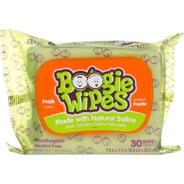 Boogie Wipes Saline Nose Wipes, Fresh Scent, 30 Wipes Mamas Boutique